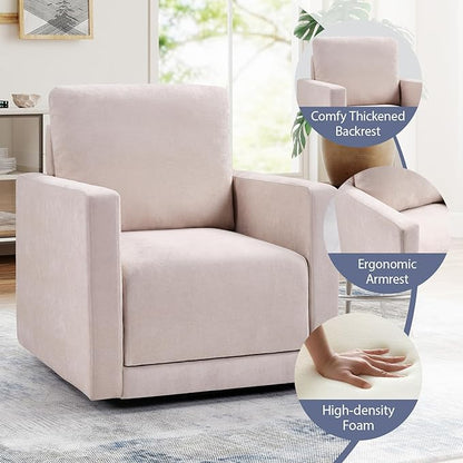 INZOY Swivel Accent Chair, Comfy 360° Swivel Chair with Hidden Storage, Upholstered Chenille Square Chair for Living Room Bedroom Small Spaces, Fully Assembled, Beige