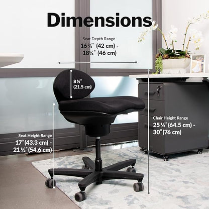 Vari CoreChair – Ergonomic Armless Office Chair for Active Sitting, Core Support & Posture – Adjustable Seat Height & Depth – Compact Task Chair for Home Office Desk – 250 lb Capacity (Black)