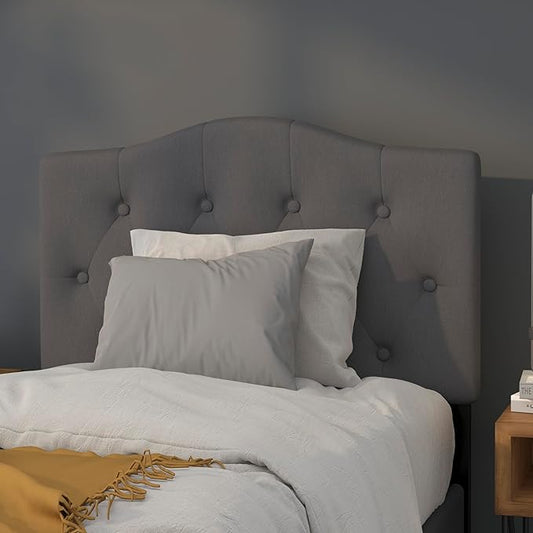 BizChair Tufted Upholstered Twin Size Headboard in Dark Gray Fabric