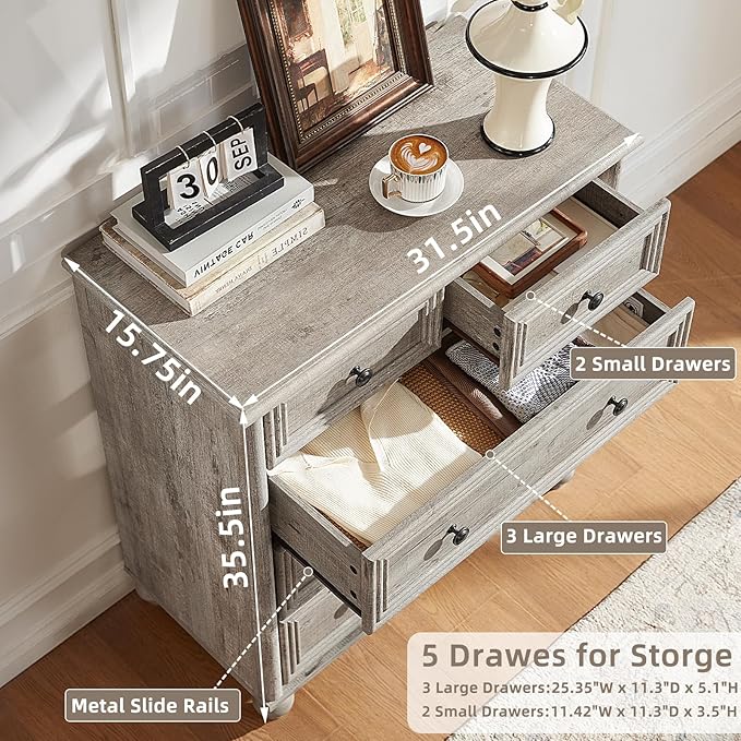 Farmhouse Dressers & Night Stand Set of 4, Wood 54" Wide Dresser & 35" Tall Chest of Drawers, 18" with Charging Station Nightstand Set of 2, Bedroom Furniture Dresser Set for Home Living Room Hallway