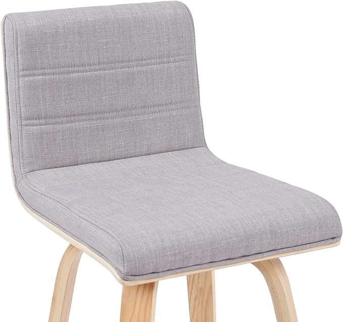 Vienna Modern Counter Height Swivel Bar Stool with Grey Upholstered Seat and Patterned Oak Wood Frame Set of 4