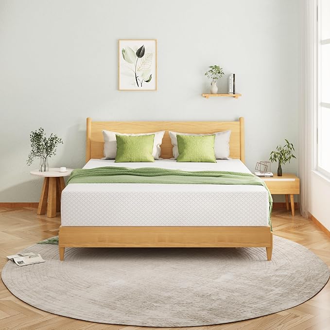 EGOHOME King Size Memory Foam Mattress, 10 Inch Bed Mattress in a Box with Cooling Green Tea Gel, Relieve Pressure with Medium Support, CertiPUR-US Certified, 80''L x 76''W, White