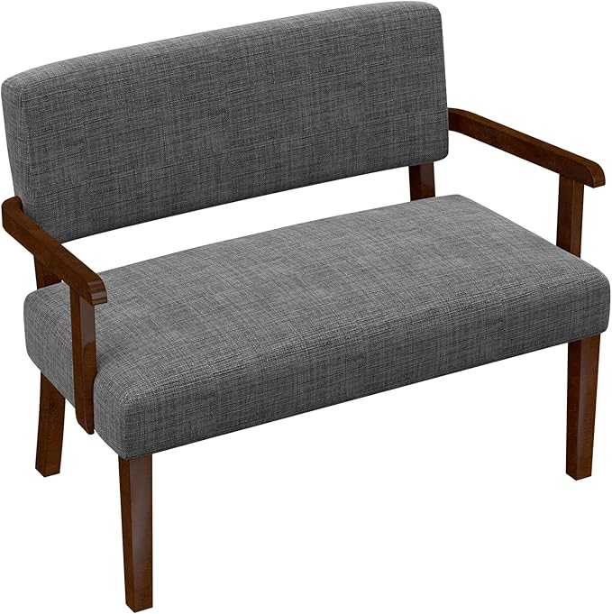 Accent Chair 2 Seat, Arm Chairs with Soft Seat and Armrests for Living Room, Love seat for Dining, Reading, and Waiting Rooms (Gray)