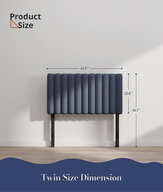 Upholstered Headboard for Twin Size, Adjustable Height Channel Tufted Headboard for Bedroom, Modern Style, Navy Blue