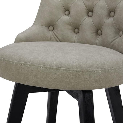 Watson & Whitely Counter Height Bar Stools, Faux Leather Upholstered Modern Swivel Barstool with Back, Solid Wood Legs, 26" H Seat, Stone Grey