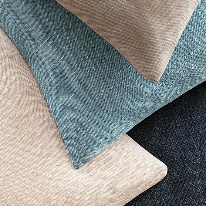 Foindtower Pack of 2 Textured Chenille Throw Decorative Pillow Covers Square Accent Solid Cushion Cover Neutral Farmhouse Pillow Case for Couch Sofa Bedroom Living Room 20x20 Inch,Light Blue