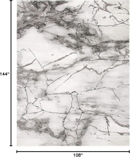 SAFAVIEH Craft Collection Area Rug - 9' x 12', Grey & Silver, Modern Abstract Design, Non-Shedding & Easy Care, Ideal for High Traffic Areas in Living Room, Bedroom (CFT877G)