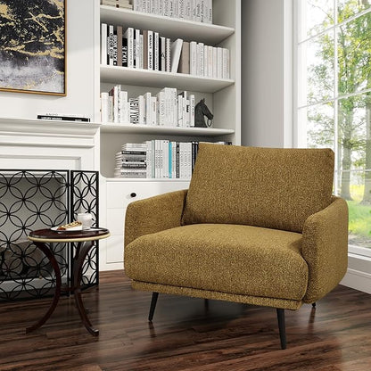Oversized Accent Chair for Living Room Chairs Reading Arm Chair Comfy Modern Single Sofa Side Chairs with Metal Legs & Soft Cushion for Bedroom, Waiting Room (Chenille Pumpin, Set of 1)