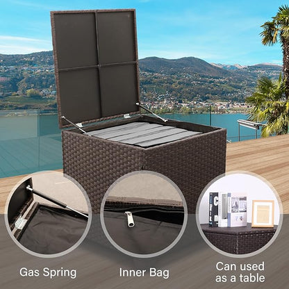 Valita Wicker Patio Furniture 6 Pieces Outdoor Sectional Sofa Patio Conversation Sets Patio Loveseat Outdoor Sofa with Patio Storage Box and Non-Slip Grey Cushions