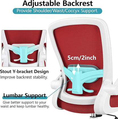 FelixKing Office Chair, Ergonomic Desk Chair Breathable Mesh Chairs Adjustable High Back Lumbar Support Flip-up Armrests, Executive Rolling Swivel Comfy Computer Chairs Home Office Fire Brick