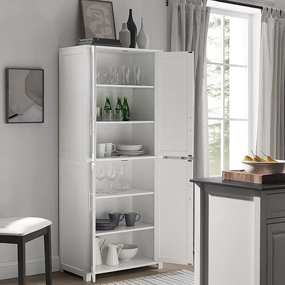 Crosley Furniture Savannah Tall Pantry Storage Cabinet with Shelves, Kitchen, Dining, or Laundry Room, White