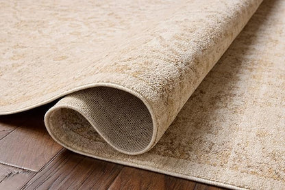 Loloi Chris Loves Julia Palma Collection PLM-01 Ivory/Sand 9'-6" x 13'-1" Fringe Area Rug Vintage Style Boho Living Room Bedroom Carpet