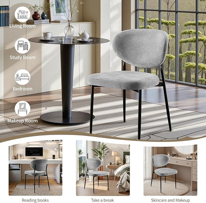 Dining Room Chairs Set of 6 Modern Chenille Upholstered Diner Chairs Quick Assembly Simple Accent Side Chairs with Ergonomic Back & Comfy Cushion for Dining Table/Living Room/Bedroom Grey