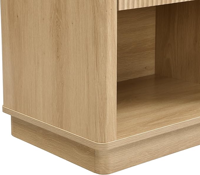 Christopher Knight Home Kyla Set of 2 Nightstand with Charging Station, Wooden Bedside Table/End Table with Outlet & USB Port for Bedroom/Living Room, Multipurpose Storage Cabinet with Drawer, Natural