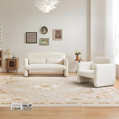 59" W Upgrade Lambswool Fabric Loveseat Sofa, Modern Love seat Couch, Solid and Easy to Install, Upholstered 2-Seater Couch for Bedroom, Apartment, Living Room