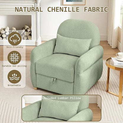 33.5" Accent Chair with Seat Storage Modern Reading Chair Accent Chairs for Living Room Armchair Bedroom,Apartment (Light Green, 33.5")