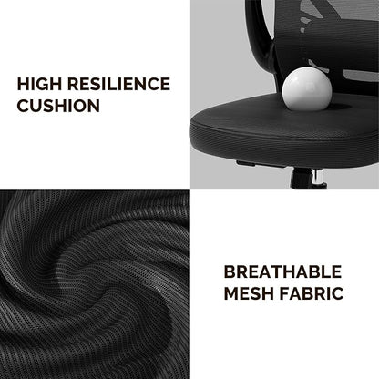 Computer Desk Chair with Wheels, Mesh Office Chair with Flip Up Arms, Adjustable Lumbar Support, Swivel Desk Chair Comfy, Black