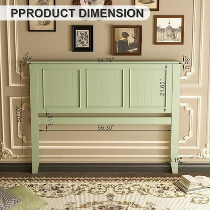 Scurrty Modern Headboard with Vintage Wood Frame,Antique Style Wood Headboard Queen Size, Bedroom Furniture (Green)