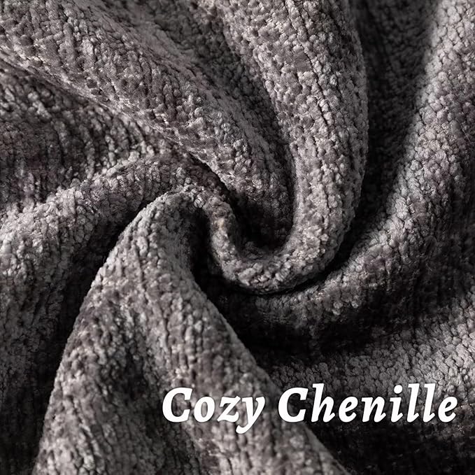 Grey Decorative Throw Pillow Covers 24x24 Inch Set of 2 Cozy Soild Chenille Cushion Cases Soft Textured Square Couch Pillows Cover Boho Accent Farmhouse Pillowcases for Sofa Bed