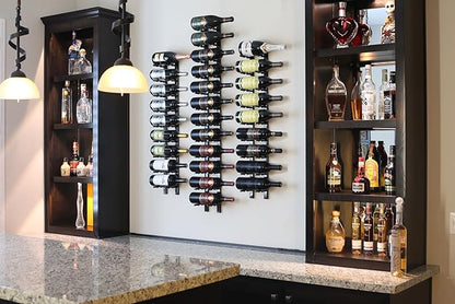 Ultra Wine Racks Wall Mounted Label-Out Wine Racks (3 Foot 1 Deep, Matte Black, 9 Wine Bottles) - Modern Metal Wine Storage, Modular Design for Home Bar, Kitchen, Dining Rooms, & Wine Cellars