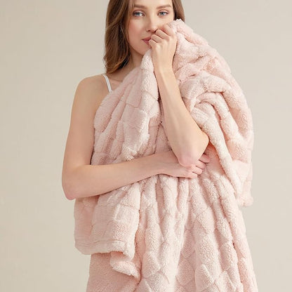 Bedsure GentleSoft Light Pink Throw Blanket for Couch - Super Soft Cozy Blankets Gifts for Women Men Girls, Cute Small Fleece Throws for Bedroom Home Decor, 50x70 Inches