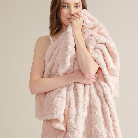 Bedsure GentleSoft Light Pink Throw Blanket for Couch - Super Soft Cozy Blankets Gifts for Women Men Girls, Cute Small Fleece Throws for Bedroom Home Decor, 50x70 Inches