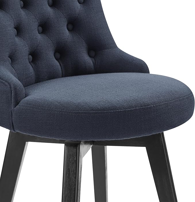 Watson & Whitely Bar Stools, 360° Swivel Upholstered Bar Stool with Back, 30" H Bar Height Barstools, Set of 2, Performance Fabric in Insignia Blue
