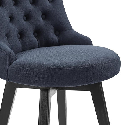 Watson & Whitely Bar Stools, 360° Swivel Upholstered Bar Stool with Back, 30" H Bar Height Barstools, Set of 2, Performance Fabric in Insignia Blue
