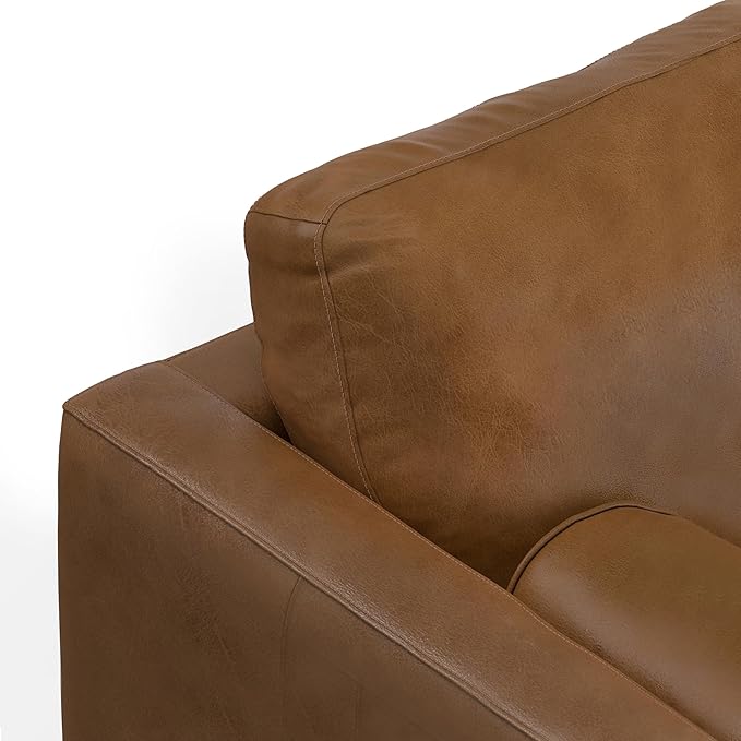 SIMPLIHOME Morrison Left Sectional Sofa in Full-Grain Genuine Leather, Caramel Brown, 102-inches Wide, L-Shaped Leather Couch with Left Chaise for The Living Room and Family Room