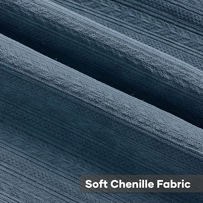 FUTEI Navy Blue Decorative Throw Pillow Covers 26x26 Inch Set of 2,Soft Cozy Wheat Ear Striped Patterns Euro Pillow Shams,Modern Home Decor for Couch Bed Living Room