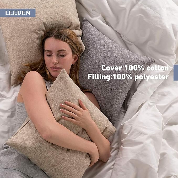 Leeden 28 x 28 Pillow Inserts (Set of 2) - Throw Pillow Inters with 100% Cotton Cover - 28 Inch Square Decorative Pillows for Sofa, Couch, Bed and Home Decor