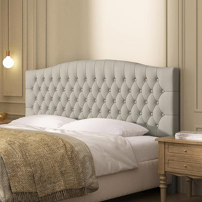 Velvet Upholstered Headboard King/Cal King Size Latest Model Wall Mount, Bed Frame Mount, Featuring High-Density Sponge Padding, Luxury Texture Easy Assembly and Style-Taupe