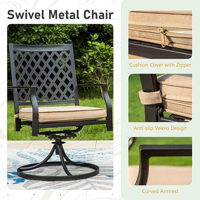 Sophia & William Patio Dining Chairs Set of 6, Outdoor Swivel Rocker Patio Chairs with Cushion, Metal Outdoor Chairs for Garden Backyard Bistro