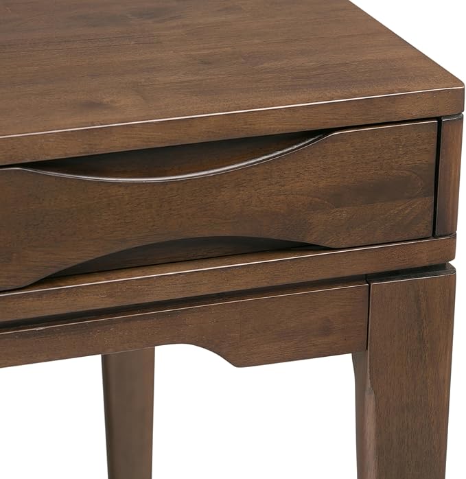 SIMPLIHOME Harper Desk - 60-Inch Wide Solid Hardwood Writing Desk in Walnut Brown, Mid-Century Modern Home Office Computer Table for Workspace or Study with 2 Drawers and Flip-Down Keyboard Tray