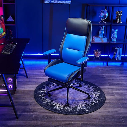 Ergonomic Home Office Chair with Footrest,Modern Faux Leather Reclining Chair,High Back Video Game Executive Computer Chairs with Adjustable Armrest & Lumbar Support,360°Swivel (Blue)