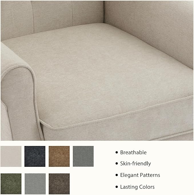 Lumibee High Back Accent Chair Set of 2,Upholstered Wingback Armchair with Solid Wood Legs for Small Spaces,Comfy Single Sofa Chair for Living Room,Bedroom,Office-Beige