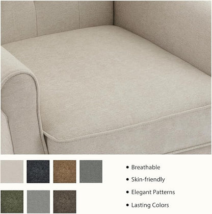 Lumibee High Back Accent Chair Set of 2,Upholstered Wingback Armchair with Solid Wood Legs for Small Spaces,Comfy Single Sofa Chair for Living Room,Bedroom,Office-Beige