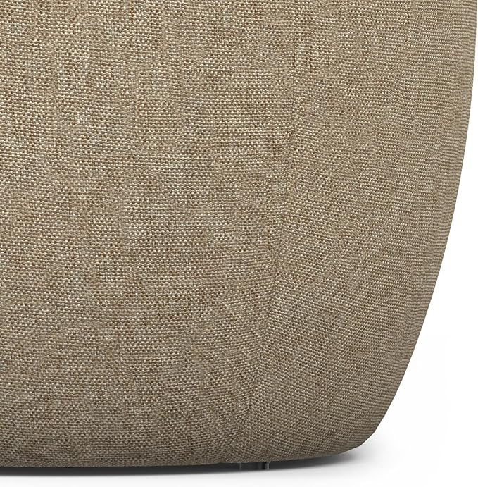 SIMPLIHOME Ramsay 16 inch Wide Contemporary Irregular Footstool in Taupe Linen Look Fabric, Fully Assembled for The Living Room