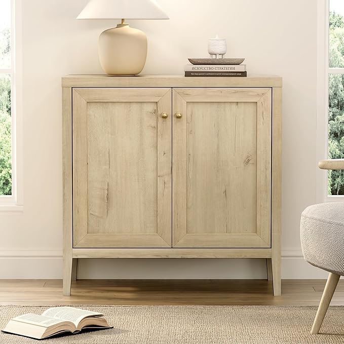 Sideboard Buffet Cabinets with Adjusable Shelves, Farmhouse Storage Cabinet, Credenza, Accent Cabinet, Kitchen Coffee Bar Console Table for Living Dining Room, Light Oak
