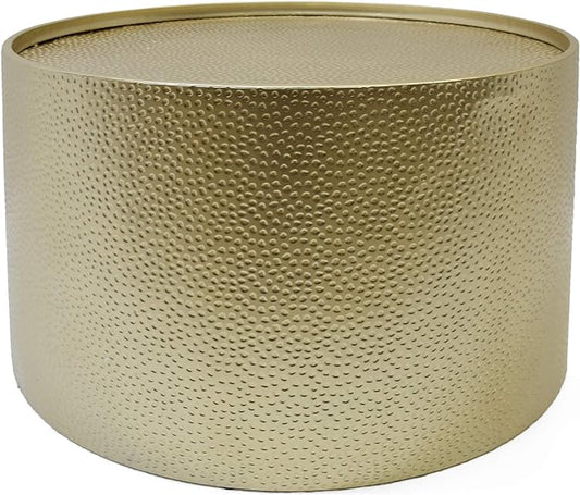 Christopher Knight Home Rache Modern Round Coffee Table with Hammered Iron, Gold, 26. 00” L x 26. 00” W x 17. 00” H