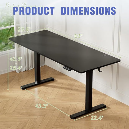 Homall Height Adjustable Electric Standing Desk, Memory Stand up Desk with Headphone Hook, Home Office Desks with Splice Board