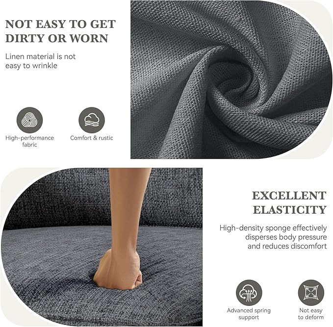 360 Degree Rotation Swivel Accent Sofa Chairs, 36'' Width Oversized Armchairs 1 pcs Linen Living Room-Dark Gray