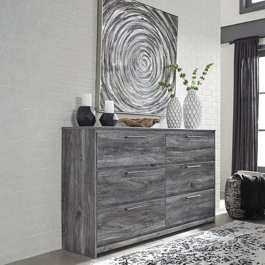 Signature Design by Ashley Baystorm Rustic Coastal 6 Drawer Dresser, Smoky Gray