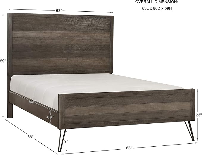 Lexicon Leavitt Panel Bed, Queen, Gray