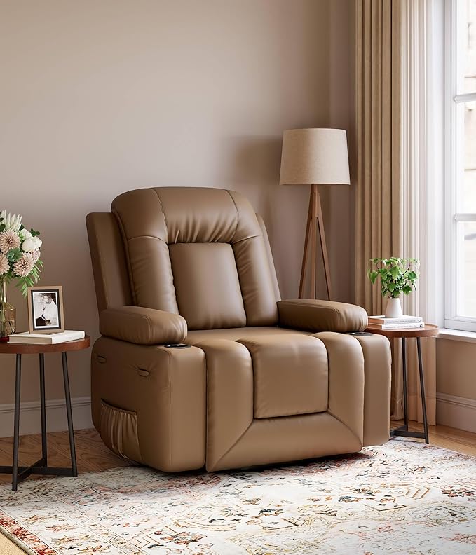 GarveeHome Oversized Wide Power Lift Recliner Chair - Heat and Massage, Faux PU Leather, Adjustable Back and Legs, Electric Lift Chair Designed for The Elderly and People with Mobility impaired