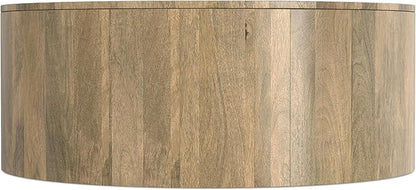 SIMPLIHOME Millbury Drum Coffee Table - 36 inch Wide Solid Mango Wood Round Living Room Table in Briarsmoke, Contemporary Cocktail Table for Family Room or Lounge with Large Surface, Assembled