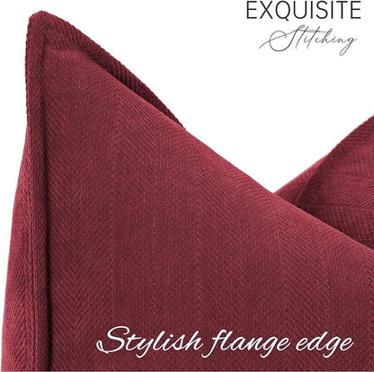 ZWJD Burgundy Pillow Covers 18x18 Set of 2 Chenille Throw Pillow Covers with Elegant Design Soft and Luxurious Decorative Throw Pillows for Couch, Bed, and Home Decor