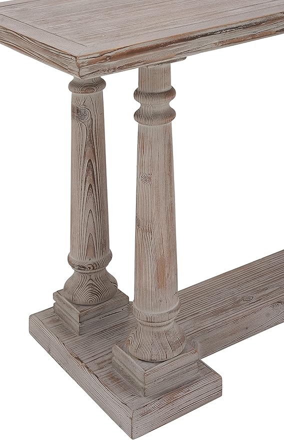 Benzara Deco 79 Wood Console Table with Distressed Accents, 52" x 18" x 30", Light Brown