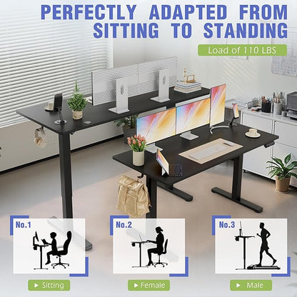Homall Height Adjustable Electric Standing Desk, Memory Stand up Desk with Headphone Hook, Home Office Desks with Splice Board