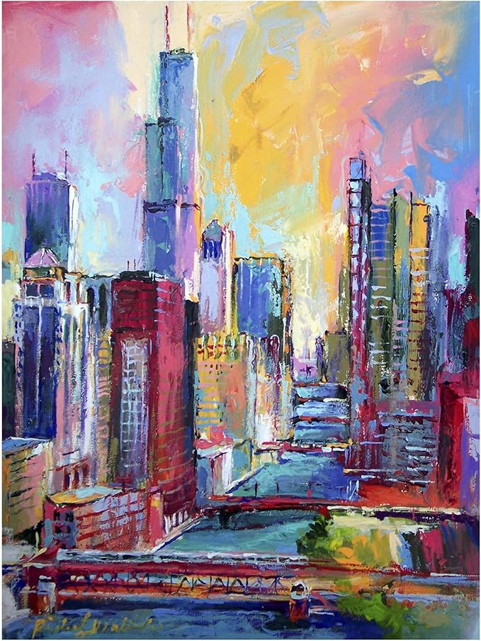 Canvas Wall Art - Richard Wallich 'Chicago 3' Wall Art for Living Room, Bedroom, or Office Décor by Trademark Fine Art